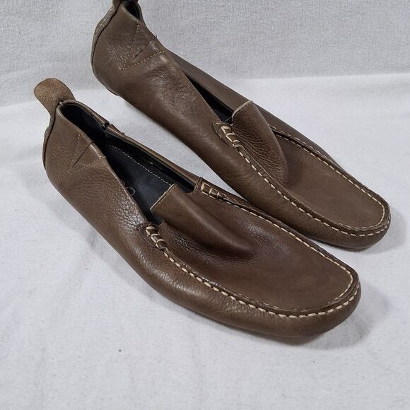 ALDO Men\'s Leather Driving Loafers Green Brown Old Money Size 43 main image 6